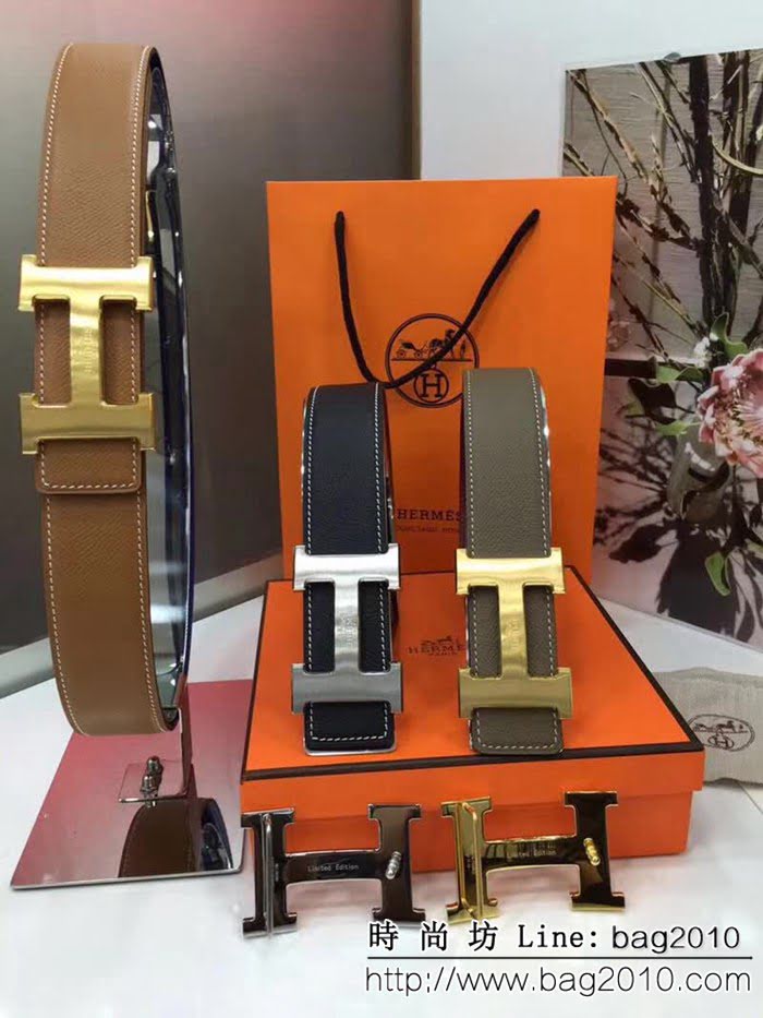 愛馬仕HERMES 純手工雙面手掌紋 專櫃奢華新款 馬拉車高端男士皮帶 HHG1100